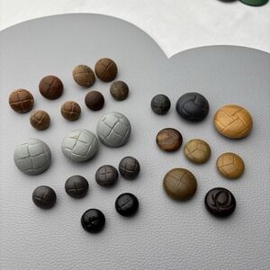 Vintage Football Style Buttons Lot 20 Brown Grey Black Bakelite Wood Plastic Mix